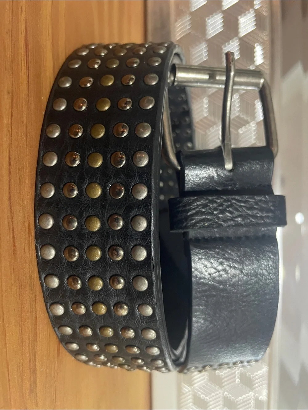 🍂 Black Studded Faux Leather Belt